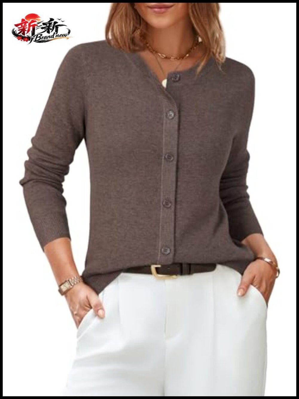 Women's Wool Blend Cardigan Sweater Business Casual Long Sleeve Button Down Knit